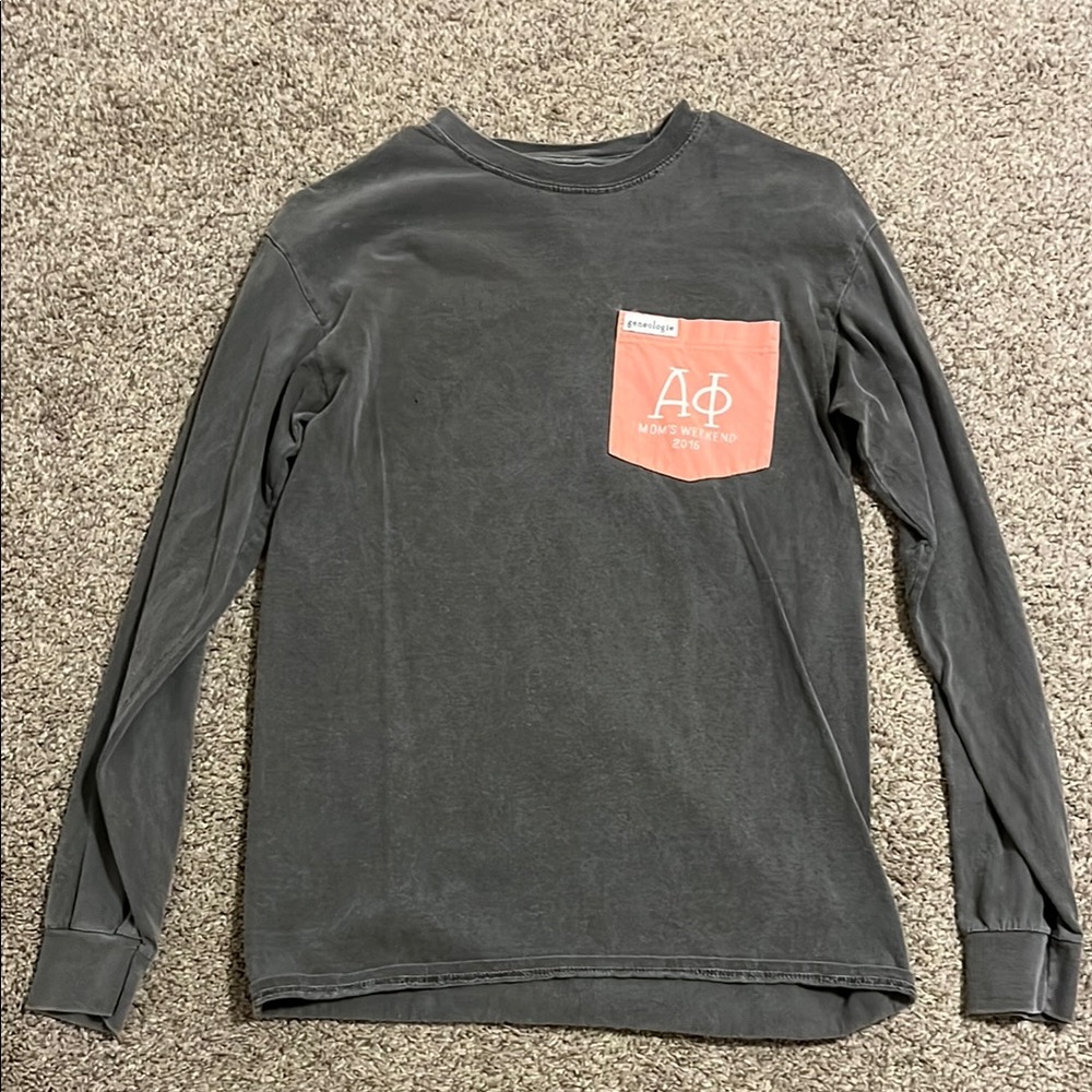 Gray Long Sleeve Shirt with Alpha Phi Pocket